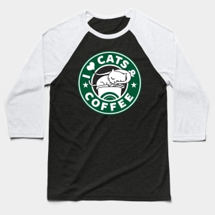 I Love Cats and Coffee Gift For Cats and Coffee Lovers Baseball T-Shirt